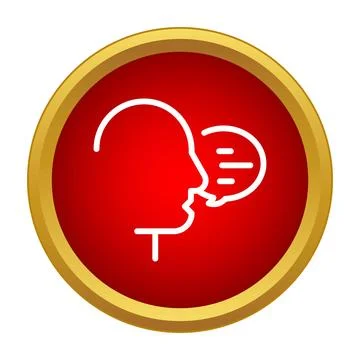 Human head communicating speech with chat bubble icon Illustrazione stock