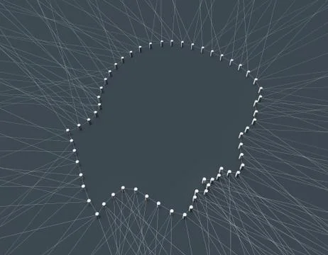 Human head composed of lines, technology network communication Stock Illustration