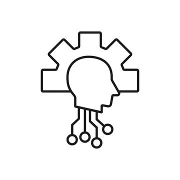 Human head concept with cog silhouette vector illustration Stock Illustration