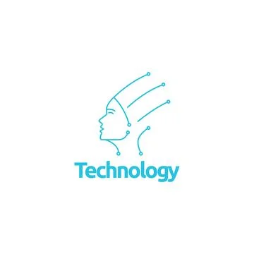 Human head with connect technology line modern logo design vector Illustrazione stock
