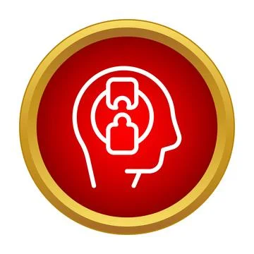 Human head with connecting puzzle pieces icon Stock Illustration