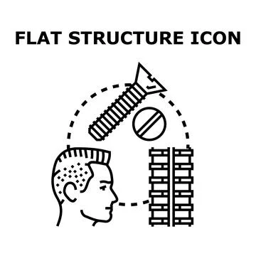 Human head contemplating flat structure design process Stock Illustration