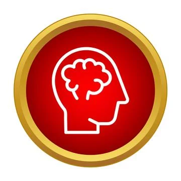 Human head contour with brain inside icon Stockillustratie