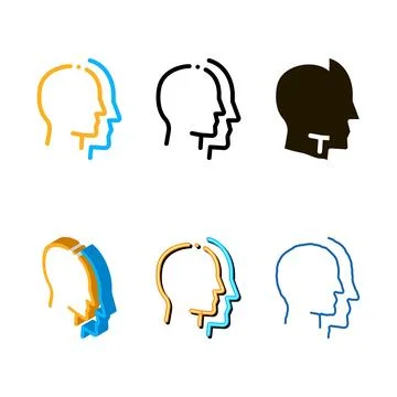 Human head copy silhouette icon vector outline mix Stock Illustration