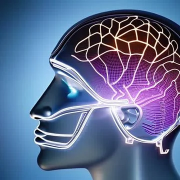 Human head on a cosmic background, you can see the gyrations Stock Illustration