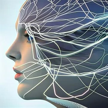 Human head on a cosmic background, you can see the gyrations Stock Illustration