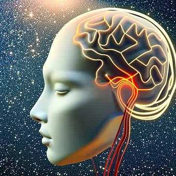 Human head on a cosmic background, you can see the gyrations Stock Illustration