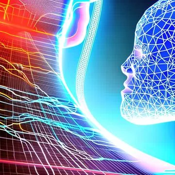 Human head on a cosmic background, you can see the gyrations Stock Illustration