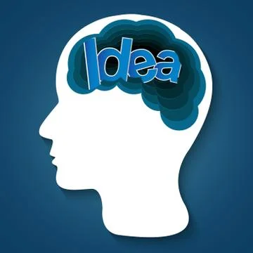 Human head creative idea brain icon. spark success in business. isolated blue Stock Illustration