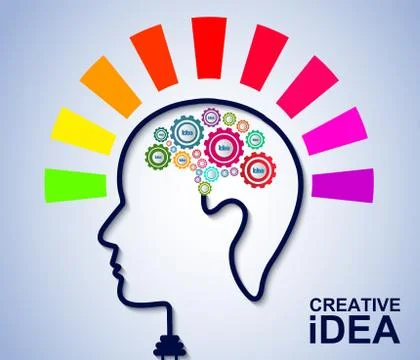 Human head creativity idea brain gear colorful icon. business finance. Vector Stock Illustration