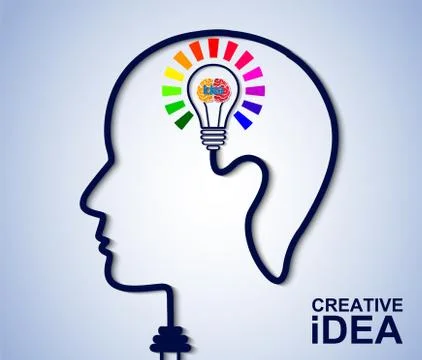 Human head creativity idea light bulb colorful icon. business finance. Vector Illustrazione stock