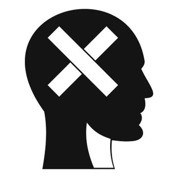 Human head with cross inside icon, simple style Stock Illustration
