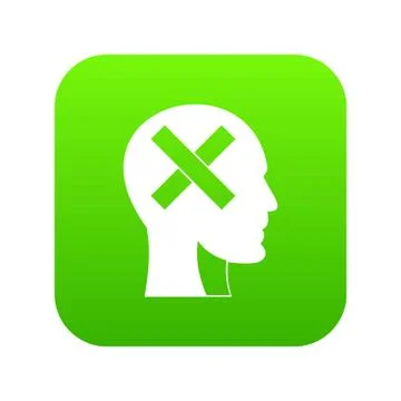 Human head with cross inside icon digital green Stock Illustration