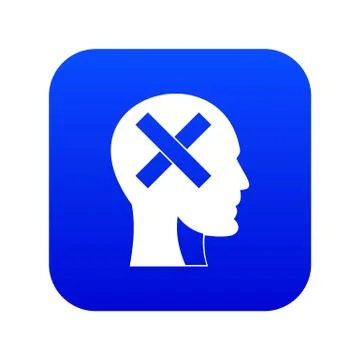 Human head with cross inside icon digital blue Stock Illustration