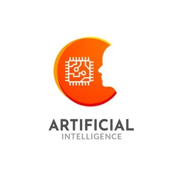 Human head cyber mind digital technology. Cyber brain logo future tech face Stock Illustration