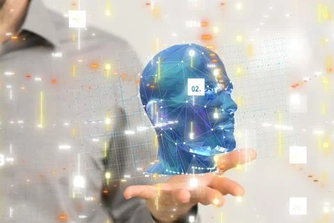 A Human head cyber mind digital technology Stock Photos