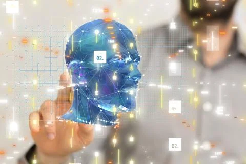 A Human head cyber mind digital technology Stock Photos