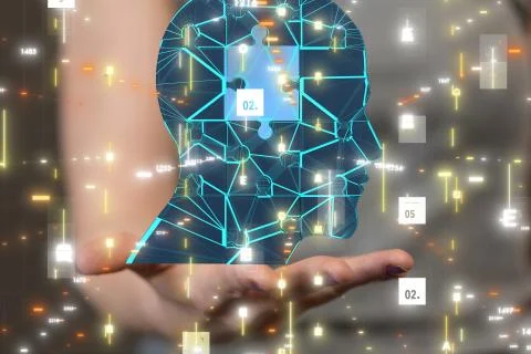 A Human head cyber mind digital technology Stock Photos