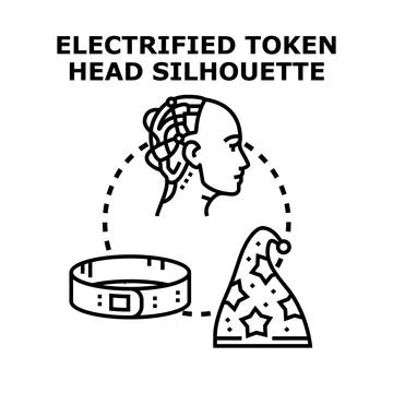 Human head with cybernetic implants and digital token concept Stock Illustration