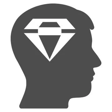 Human Head With Diamond Flat Vector Icon Stock Illustration