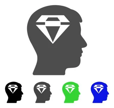 Human Head With Diamond Vector Icon Stock Illustration