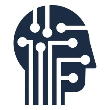 Human Head as Digital Circuit Board Vector Icon Stock Illustration