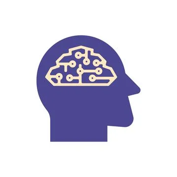 Human head with a digital circuit brain, representing artificial intelligen.. Stock Illustration