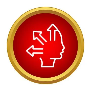 Human head with diverging arrows depicting choices and ideas Stock Illustration