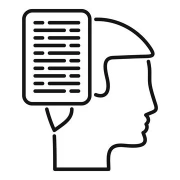 Human head with document icon 스톡 일러스트
