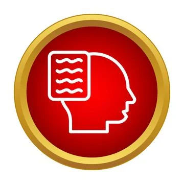 Human head with document showing memory and information Illustrazione stock