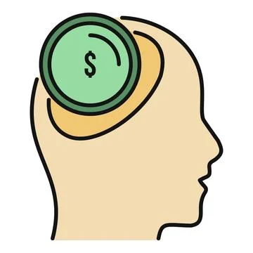 Human head with dollar coin, thinking money concept Stock Illustration