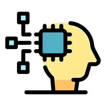 Human head with electronic chip and network, artificial intelligence concept Stock Illustration