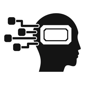 Human head with electronic microchip data transferring system icon Stock Illustration