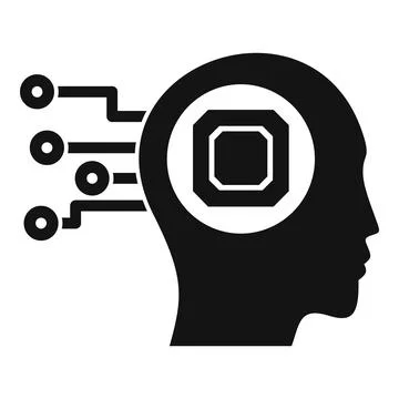 Human head with electronic microchip data processing Ilustração Stock