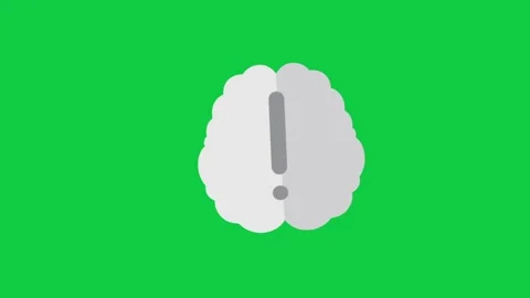 Human head with exclamation mark on green screen for alertness. Stock Footage 296634623