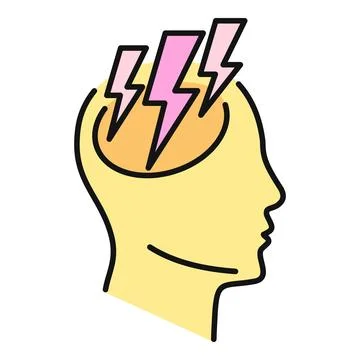 Human head experiencing brain storm and headache pain Иллюстрация