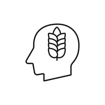 Human head with farm wheat ears sign silhouette vector illustration Stock Illustration