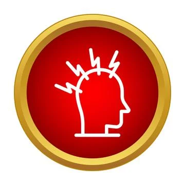 Human head feeling intense headache pain stress icon Stock Illustration