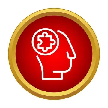 Human head finding missing puzzle piece solution Stock Illustration