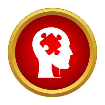 Human head finding puzzle piece a missing solution Stock Illustration
