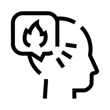 Human head with fire for anger and emotion Stock Illustration