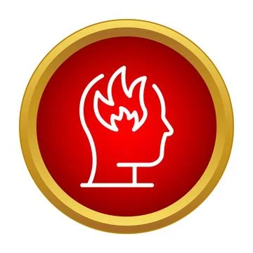 Human head with fire presenting anger and stress Stock Illustration