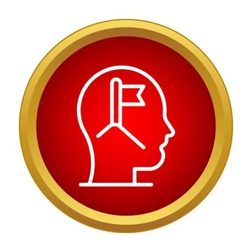 Human head with flag on mountain peak inside mind Stock Illustration
