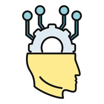 Human head with gear and circuit representing ai brain Stock Illustration