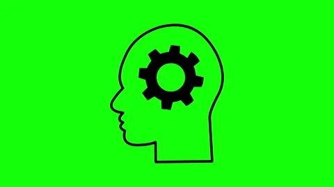 Human Head with Gear Animated Icon Green Screen Stock-Footage 335428893