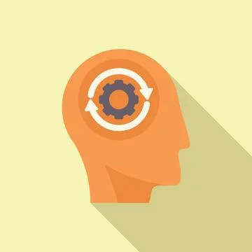 Human head with gear brain concept illustration Illustrazione stock