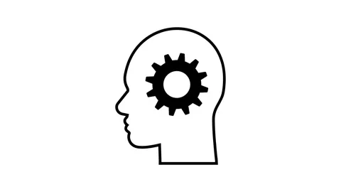 Human head with gear icon animation video Stock Footage 330524214