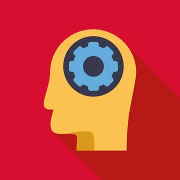Human head with gear icon representing thinking process Stockillustratie