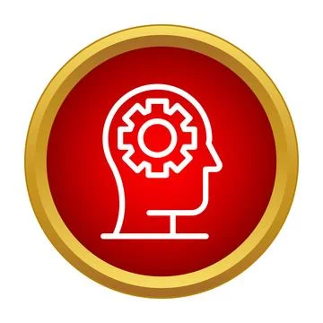 Human head with gear icon representing intelligence Stock Illustration
