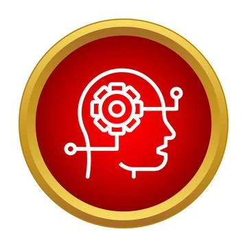 Human head with gear icon representing ai thinking Illustrazione stock